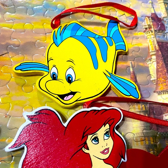 DISNEY’S KURT ADLER VTG 90s THE LITTLE MERMAID HANDCRAFTED WOODEN XMAS ORNAMENTS - Picture 5 of 12